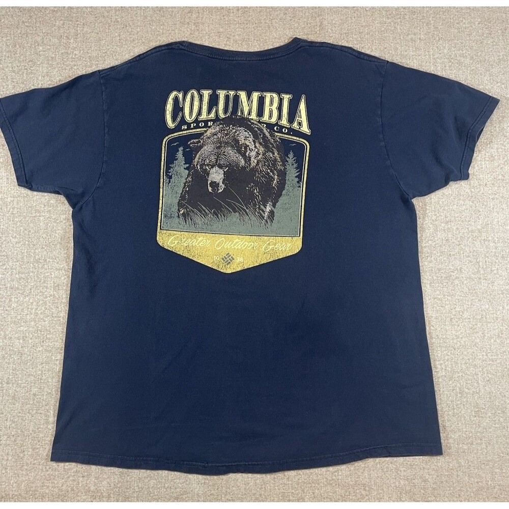 Columbia Sportswear Men’s Size XL Blue T-Shirt Casual Outdoor Grizzly Bear